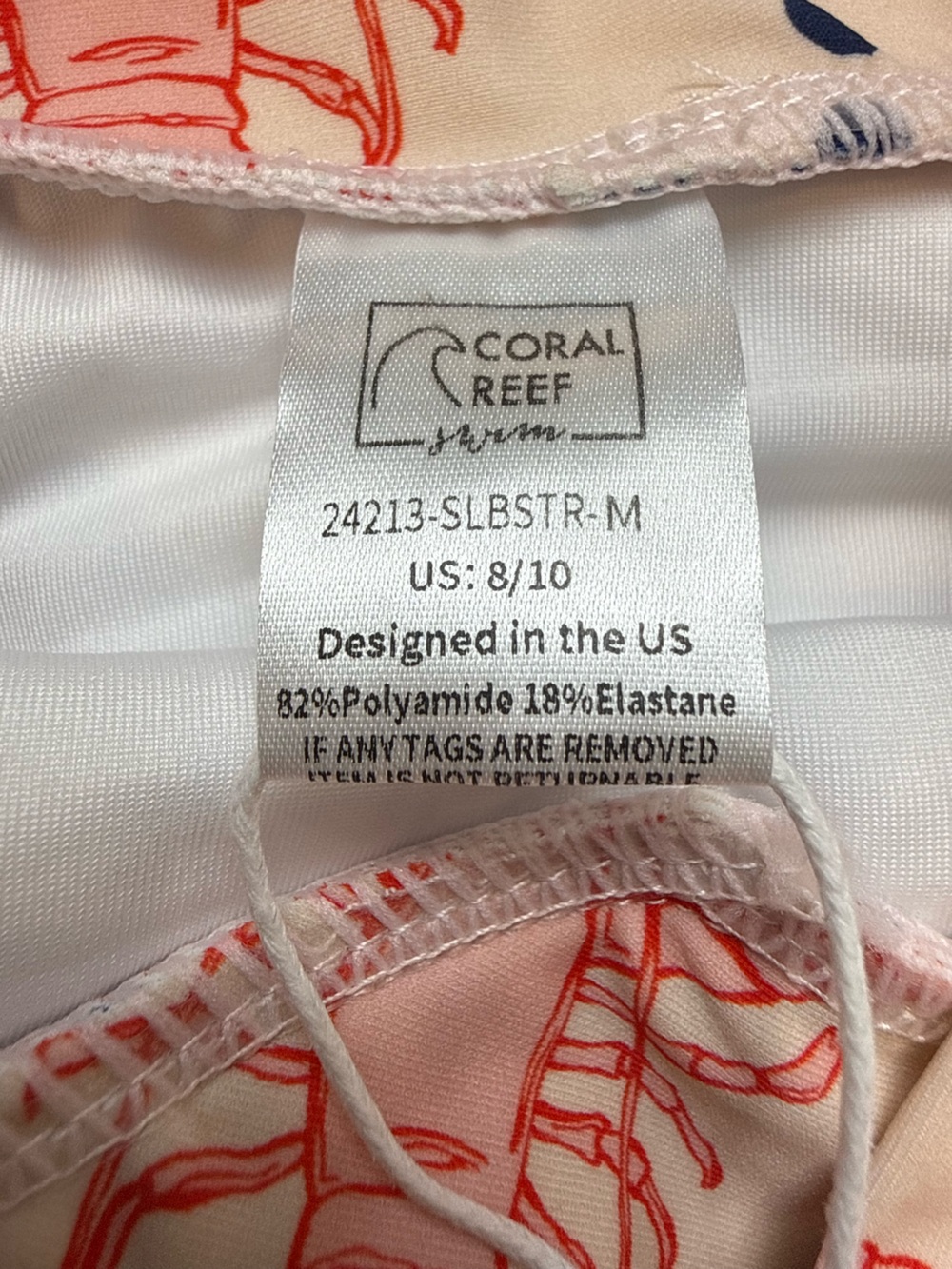 Coral Reef Swim Two-Piece Swimsuit in Blush with Coral Lobster Print Size M - Picture 9 of 10